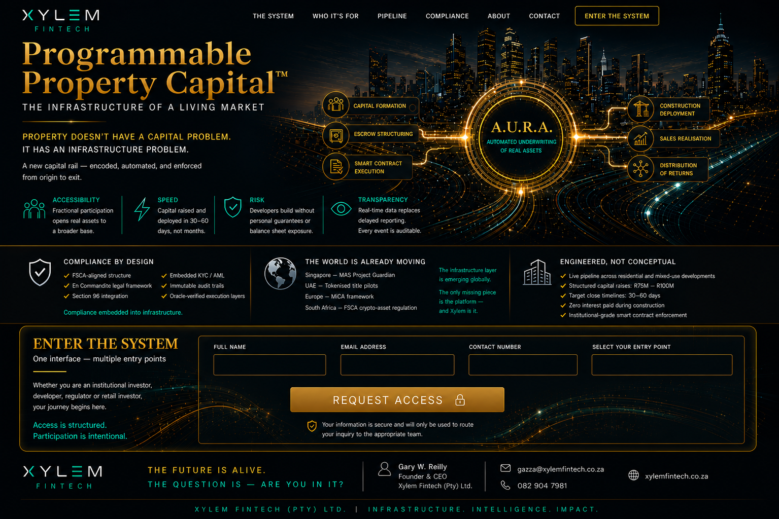 Xylem Fintech Desktop Landing Page